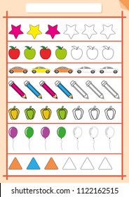 Color and Complete the pattern, Worksheet for kids