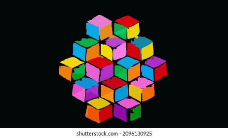 Color composition art. Background design of fractal paint and rich texture on the subject of imagination, creativity and art