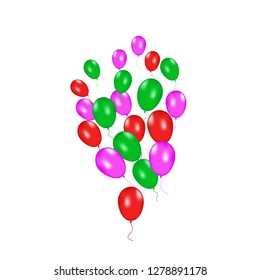 Color composition of vector realistic balloons isolated on white background. Balloons isolated. For Birthday greeting cards or other designs