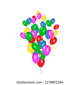 Color composition of vector realistic balloons isolated on white background. Balloons isolated. For Birthday greeting cards or other designs