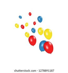 Color composition of vector realistic balloons isolated on white background. Balloons isolated. For Birthday greeting cards or other designs