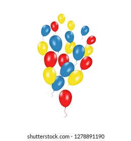 Color composition of vector realistic balloons isolated on white background. Balloons isolated. For Birthday greeting cards or other designs