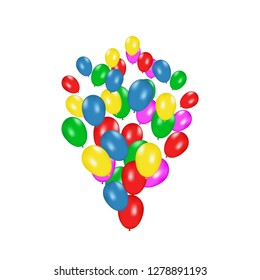 Color composition of vector realistic balloons isolated on white background. Balloons isolated. For Birthday greeting cards or other designs
