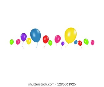 Color composition of vector realistic balloons isolated on white background. Balloons isolated. For Birthday greeting cards or other designs