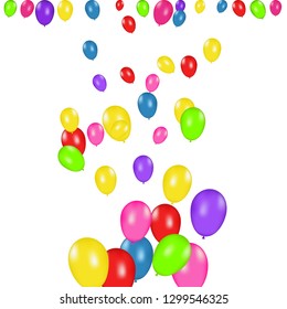 Color composition of vector realistic balloons isolated on white background. Balloons isolated. For Birthday greeting cards or other designs