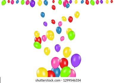 Color composition of vector realistic balloons isolated on white background. Balloons isolated. For Birthday greeting cards or other designs