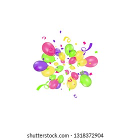Color composition of vector realistic balloons isolated on white background. Balloons isolated. For Birthday greeting cards or other designs