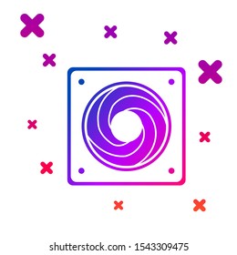 Color Computer cooler icon isolated on white background. PC hardware fan. Gradient random dynamic shapes. Vector Illustration