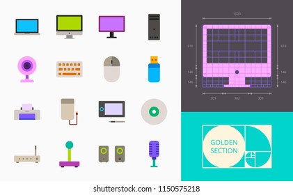 color computer devices icons on a white background