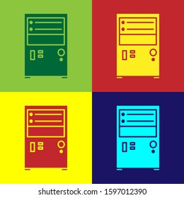 Color Computer icon isolated on color background. PC component sign.  Vector Illustration