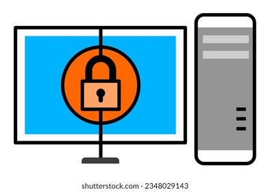 color computer icon with a lock on the screen