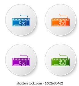 Color Computer keyboard icon isolated on white background. PC component sign. Set icons in circle buttons. Vector Illustration
