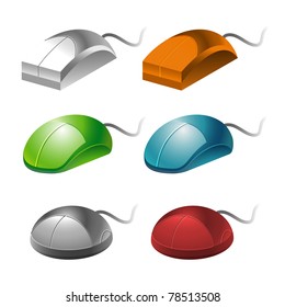 color computer mice isolated on white background