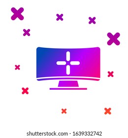 Color Computer monitor icon isolated on white background. PC component sign. Gradient random dynamic shapes. Vector Illustration
