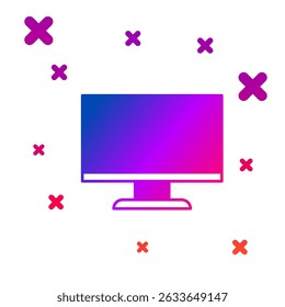 Color Computer monitor screen icon isolated on white background. Electronic device. Front view. Gradient random dynamic shapes. Vector