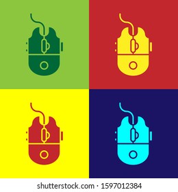 Color Computer mouse gaming icon isolated on color background. Optical with wheel symbol.  Vector Illustration