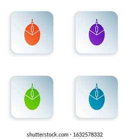 Color Computer mouse gaming icon isolated on white background. Optical with wheel symbol. Set icons in square buttons. Vector Illustration