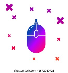 Color Computer mouse icon isolated on white background. Optical with wheel symbol. Gradient random dynamic shapes. Vector Illustration