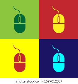 Color Computer mouse icon isolated on color background. Optical with wheel symbol.  Vector Illustration