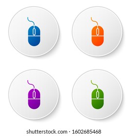 Color Computer mouse icon isolated on white background. Optical with wheel symbol. Set icons in circle buttons. Vector Illustration