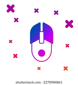 Icono del ratón del ordenador de color aislado en fondo blanco. Óptico con el símbolo de la rueda. Gradiente formas dinámicas aleatorias. Vector