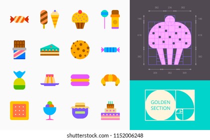 color confection icons on a white background