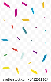 Color Confetti Abstract Vector Transparent Background. Carnival Dust Card. Celebrate Brush Banner. Rainbow Paint Flying Pattern.