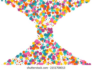 Color Confetti Abstract Vector White Background. Carnival Dust Texture. Christmas Rain Pattern. Rainbow Round Invitation Design.
