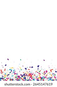 Color Confetti Abstract Vector White Background. Acid Flying Splash Invitation. Rainbow Powder Transparent Illustration. Cheerful Grit Fun Banner.