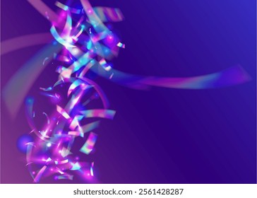 Color Confetti. Blue Laser Effect. Celebrate Glitter. Abstract Poster. Retro Concept. Birthday Ribbon. Isolated Design. Foil Christmas Explosion. Pink Color Confetti
