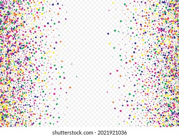 Color Confetti Celebration Transparent Background. Flying Dust Card. FallingFestive Shine Pattern. Green Dot Invitation Background.