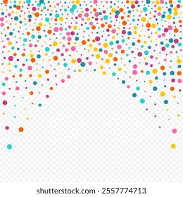 Color Confetti Effect Vector Transparent Background. Carnival Dust Illustration. Abstract Circle Wallpaper. Bright Rain Invitation Invitation.
