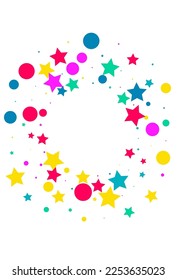 Fondo blanco del vector de efecto de ajuste de color. Círculo de celebración e invitación de estrella. Cartel de la Polvo de Independencia. Postcard del Festival de las Estrellas Felices.