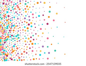 Color Confetti Festival Vector White Background. Carnival Dust Illustration. Happy Polka Design. Rainbow Dot FallingFestive Texture.