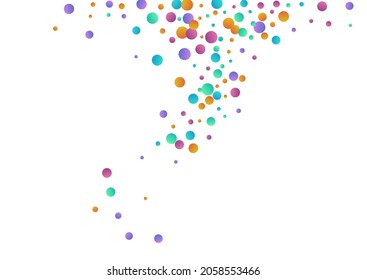 Color Confetti Happy Vector  White Background. Transparent Rain Texture. Carnival Shine Invitation. Rainbow Dust Top Wallpaper.