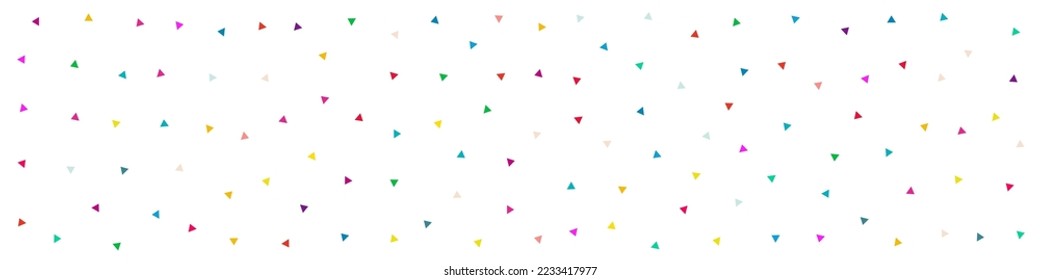 Color Confetti Independence Vector White Panoramic Background. Festive Elements Postcard. Celebrate Triangle Design. Falling Shapes Top Wallpaper.