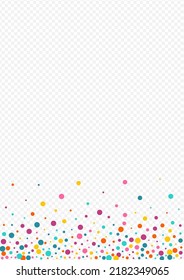 Color Confetti Invitation Vector fondo transparente. Tarjeta postal del círculo de la independencia. Diseño de Ronda de Carnaval. Fondo de escritorio de decoración del Punto Arcoiris.