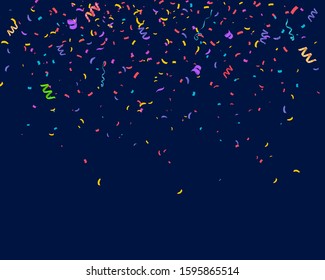 Color Confetti Isolated On Blue Background. Celebrate Vector Illustration