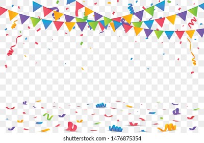 Color Confetti Isolated On White Background. Celebrate Vector Illustration