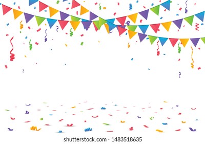 Many Falling Colorful Party Flags Tiny Stock Vector (royalty Free 