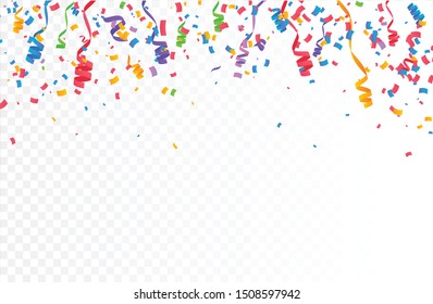 Color Confetti Isolated On White Background. Celebrate Vector Illustration