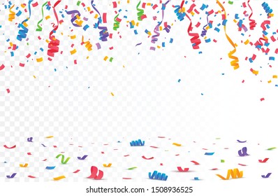 Color Confetti Isolated On White Background. Celebrate Vector Illustration