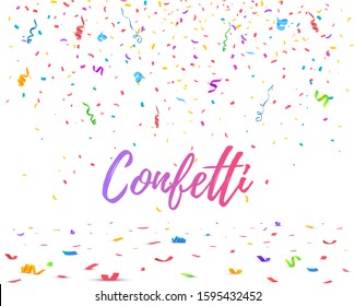 Color Confetti Isolated On White Background. Celebrate Vector Illustration