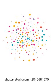 Color Confetti Vector transparente fondo blanco. Postal de la lluvia festiva. Celebra el papel tapiz redondo. Fondo de Navidad del Polvo Arcoiris.