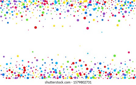 Color Confetti Vector Backdrop. Celebration Dust Texture. Celebration Postcard. Yellow Shine Top Postcard. Round Invitation Texture.