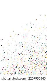 Color Confetti Vector White Background. Decoration Splash Backdrop. Carnival Rain Card. White Shine Fun Banner.