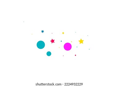 Color Constellation Abstract Vector White Background. Celebrate Splash Backdrop. Decoration Starfall Pattern. Falling Rain Carnival Postcard.
