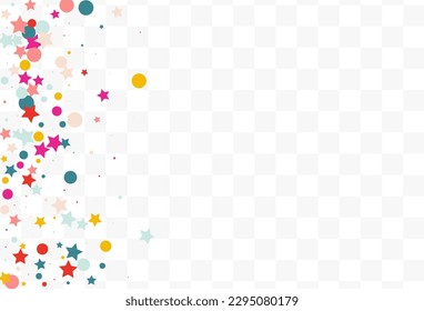Color Constellation Flying Vector Transparent Background. Festive Round Card. Christmas Starfall Invitation. Falling Dot Festival Postcard.