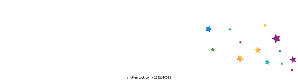 Color Constellation Independence Vector White Panoramic Background. Festive Rain Backdrop. Invitation Confetti Banner. Falling Stars Carnival Illustration.