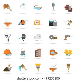 Color construction flat icon set. Stock Vector icon. Illustration for web and mobile design